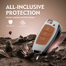Load image into Gallery viewer, Zinc Alloy Metal Soft Silicon Key Case for Hyundai Aura | Exter | Venue | Nios | Xcent | i20 Active | i20 Elite | Creta Flip Key