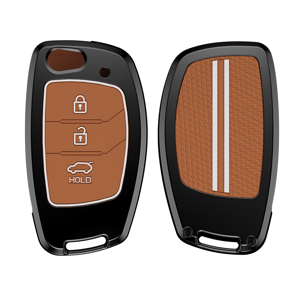 Zinc Alloy Metal Soft Silicon Key Case for Hyundai Aura | Exter | Venue | Nios | Xcent | i20 Active | i20 Elite | Creta Flip Key