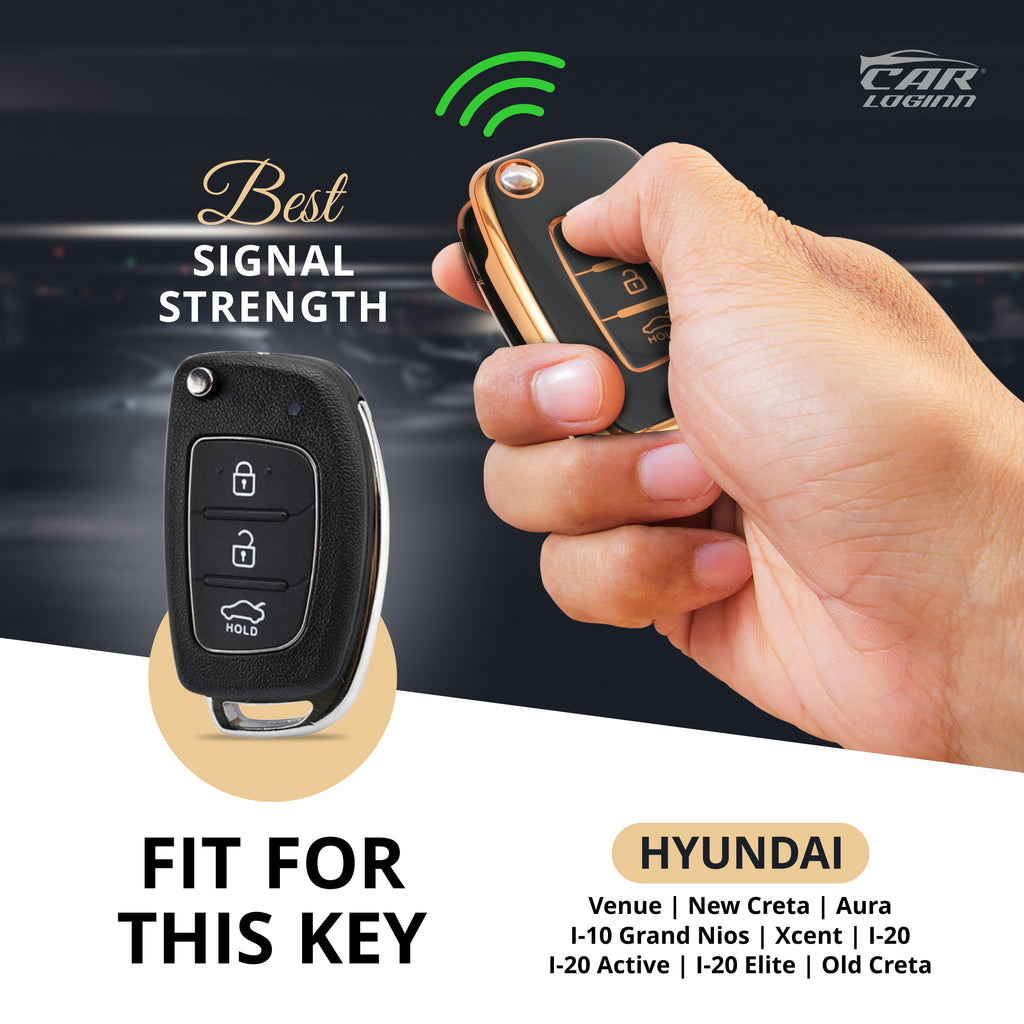TPU Car Key Cover Fit for Hyundai Venue | Exter | Creta | Aura | i10 Grand Nios | Xcent | i20 Flip Key