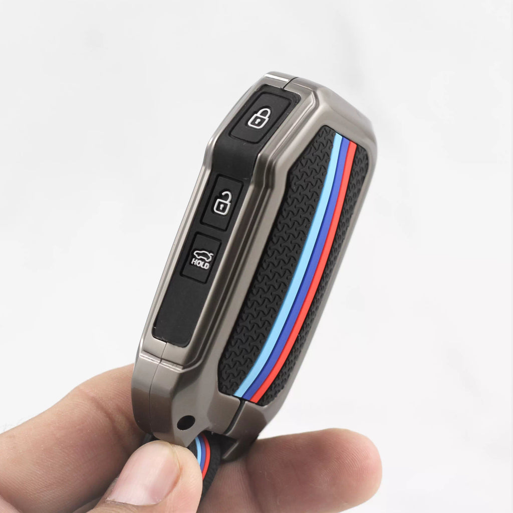 Metal Silicon Key case for New Kia Seltos 2023 Facelift 3 Button Flip Key