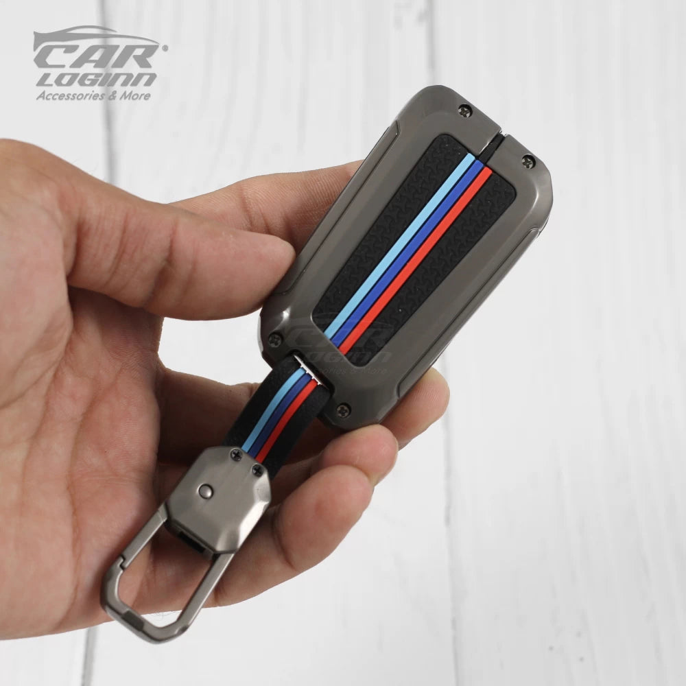 Metal Silicon Key Case for  Skoda Kushaq | Superb | Kodiaq | Slavia | Volkswagen Tiguan | Virtus  3 Button Smart Key