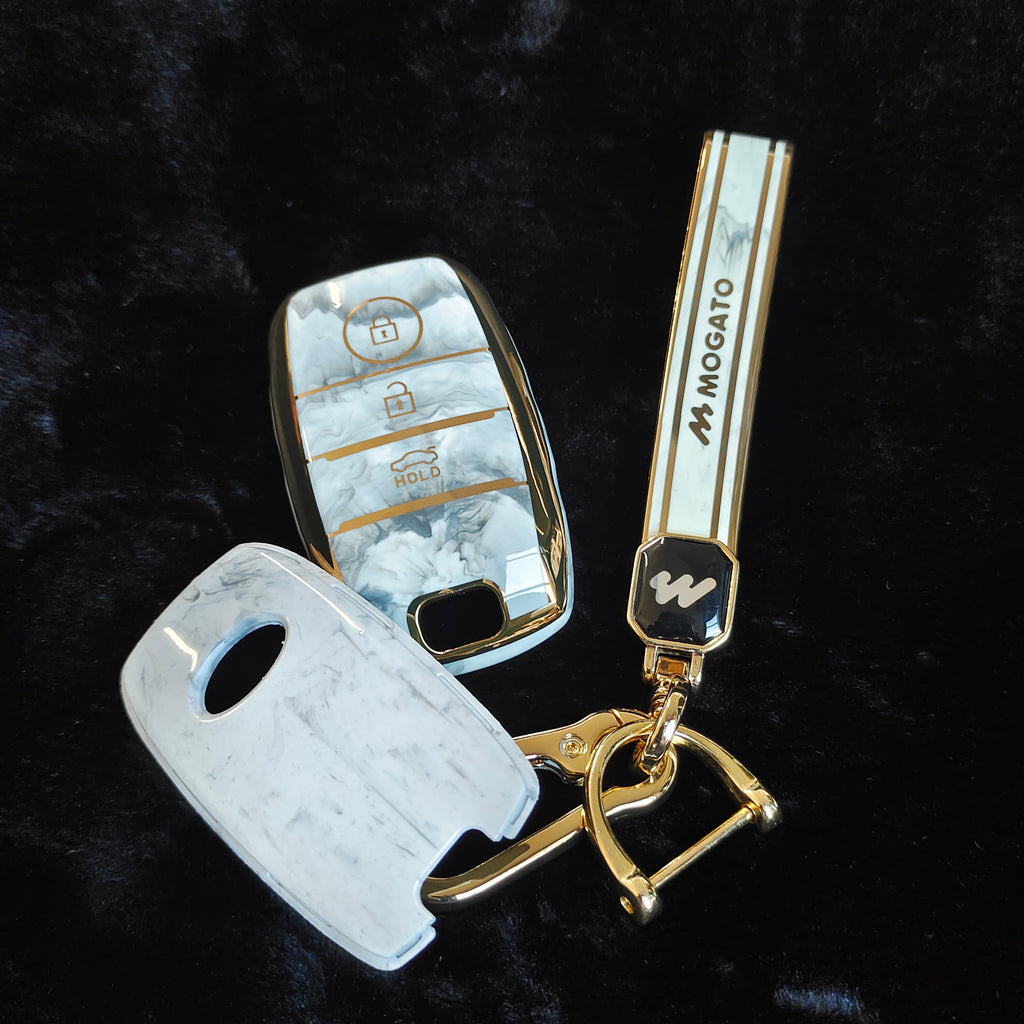 MARBLE TPU Car Key Cover Fit for KIA Seltos | KIA Sonet | KIA Carens (3 Button Smart Key)
