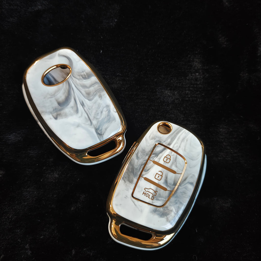 MARBLE TPU Car Key Cover Fit for Hyundai Venue | Exter | Creta | Aura | i10 Grand Nios | Xcent | i20 Flip Key