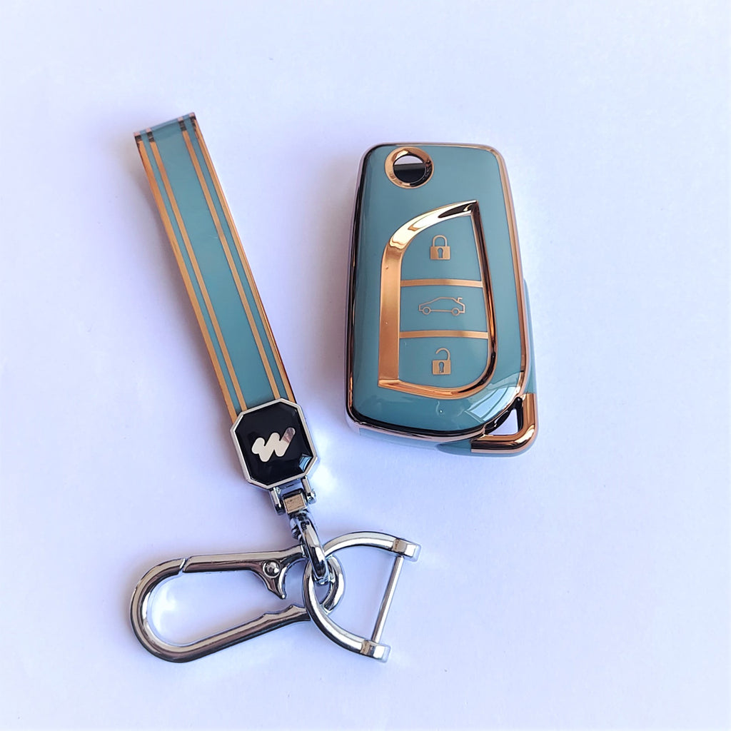 TPU Car Key Cover Fit for Toyota Innova Crysta | Corolla Altis Flip Key