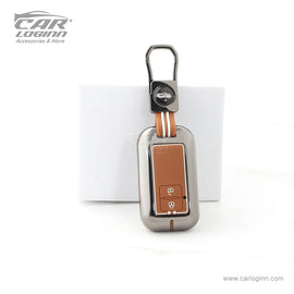 Zinc Alloy Metal Soft Silicon Key Case for Maruti Suzuki Grand Vitara | Fronx | New Brezza | XL 6 | Ignis | Baleno | New Ertiga | Ignis | New Swift | New Dezire 2 Button Smart Key - TAN COLOR