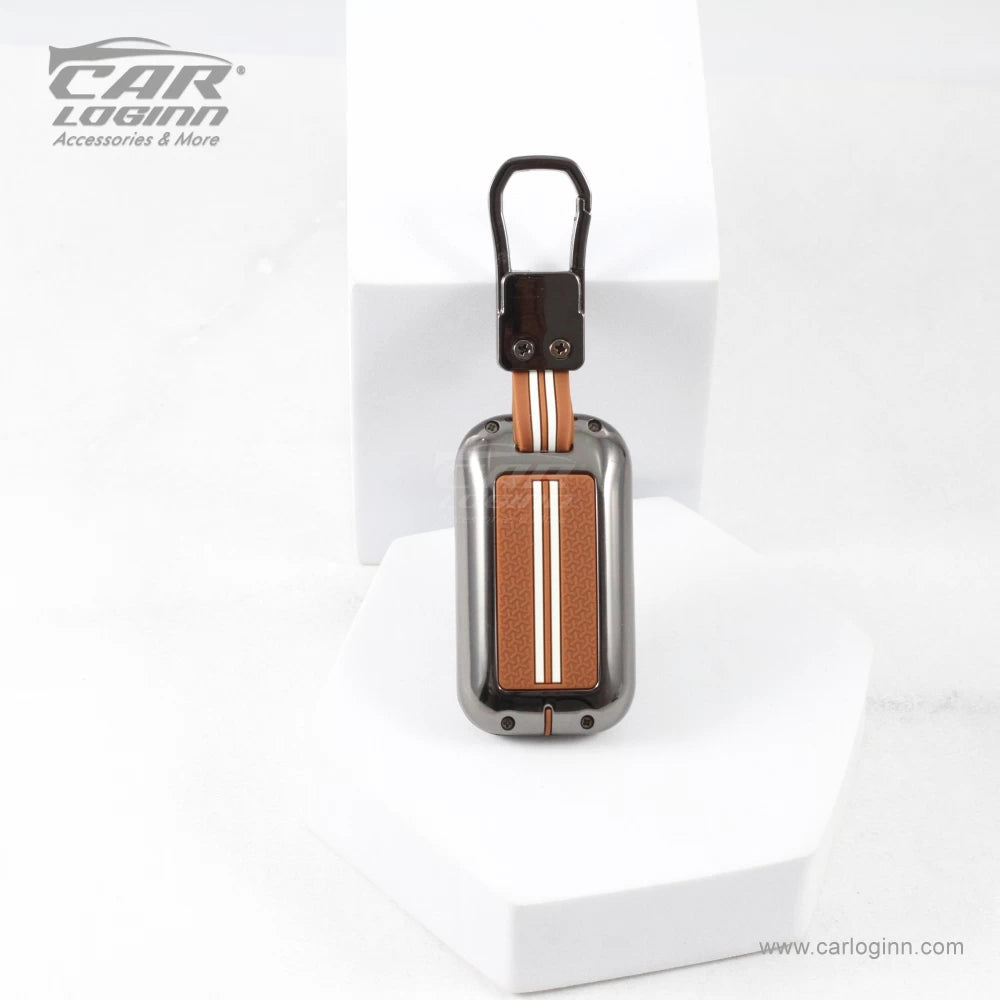 Zinc Alloy Metal Soft Silicon Key Case for Maruti Suzuki Grand Vitara | Fronx | New Brezza | XL 6 | Ignis | Baleno | New Ertiga | Ignis | New Swift | New Dezire 2 Button Smart Key - TAN COLOR