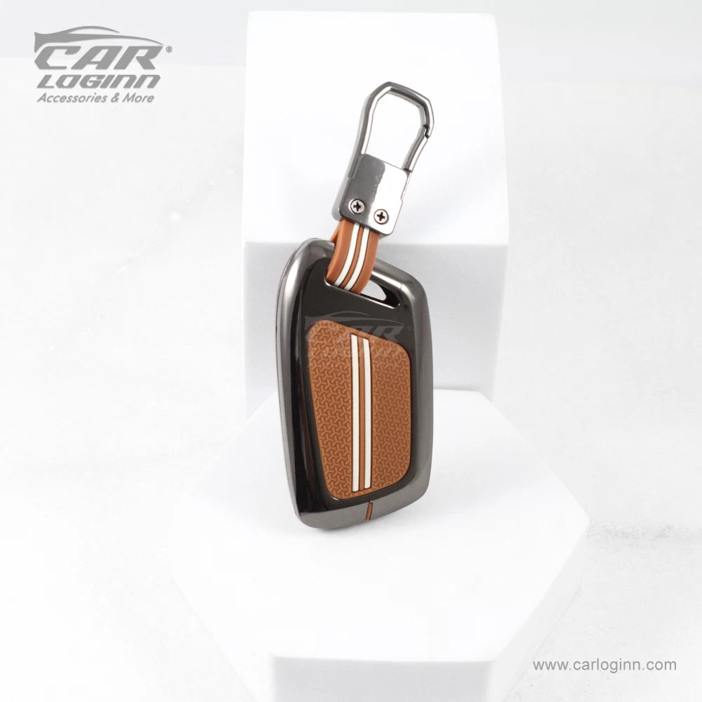 Carloginn Luxury Zinc Alloy Metal Soft Silicon Key Case for MG Hector | Windsor | Astor | Gloster Smart Key (3 Button)