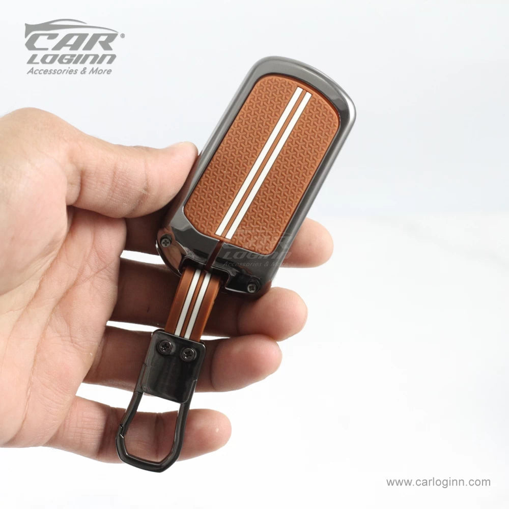 Zinc Alloy Metal Soft Silicon Key Case for Mahindra New XUV 3XO | Scorpio-N | XUV 700 | New Thar | Xuv-300 | Marazzo | Scorpio | New Bolero 3 Button Flip/Smart Key - TAN COLOR
