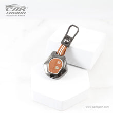 Load image into Gallery viewer, Luxury Zinc Alloy Metal Soft Silicon Key Case for Maruti Suzuki S-Presso | Baleno | Fronx | Alto-800 | Ignis | Swift | Celerio | S-Cross | Ritz | Ciaz | SX4 | Ertiga | Wagon-R | XL 6 | Dezire | Vitara Brezza (2 Button Flip Key) - TAN COLOR