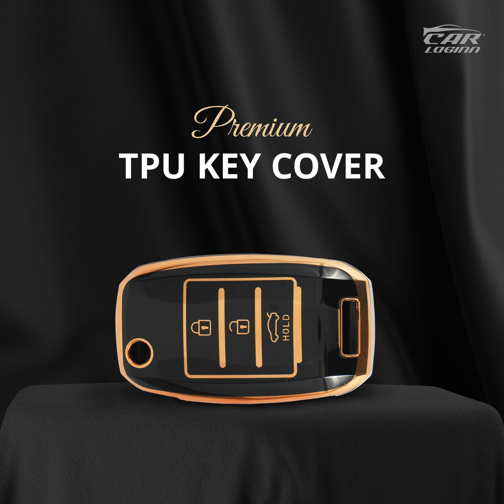 TPU Car Key Cover Fit for KIA Seltos | KIA Sonet | Kia Carens (3 Button Flip Key)
