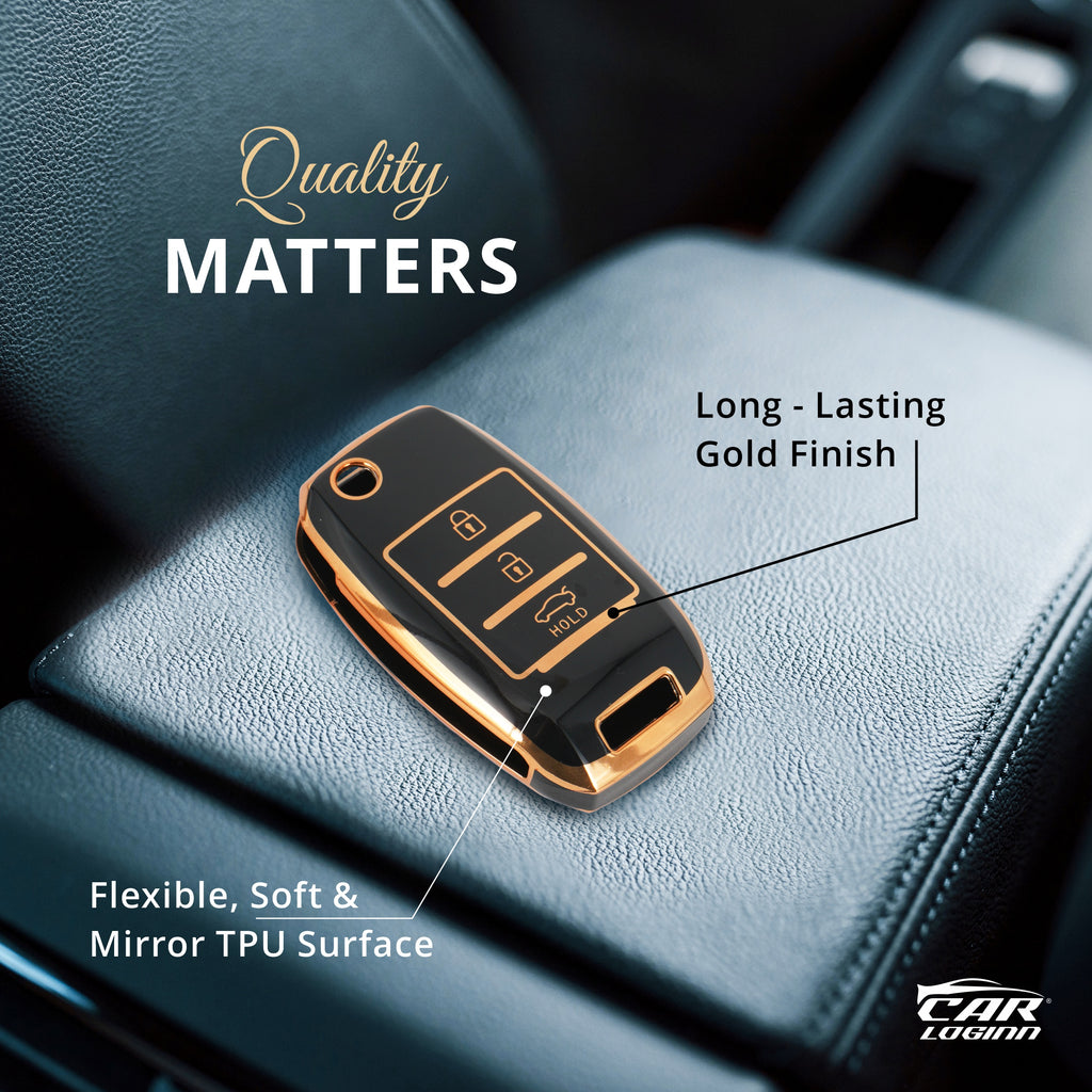 TPU Car Key Cover Fit for KIA Seltos | KIA Sonet | Kia Carens (3 Button Flip Key)