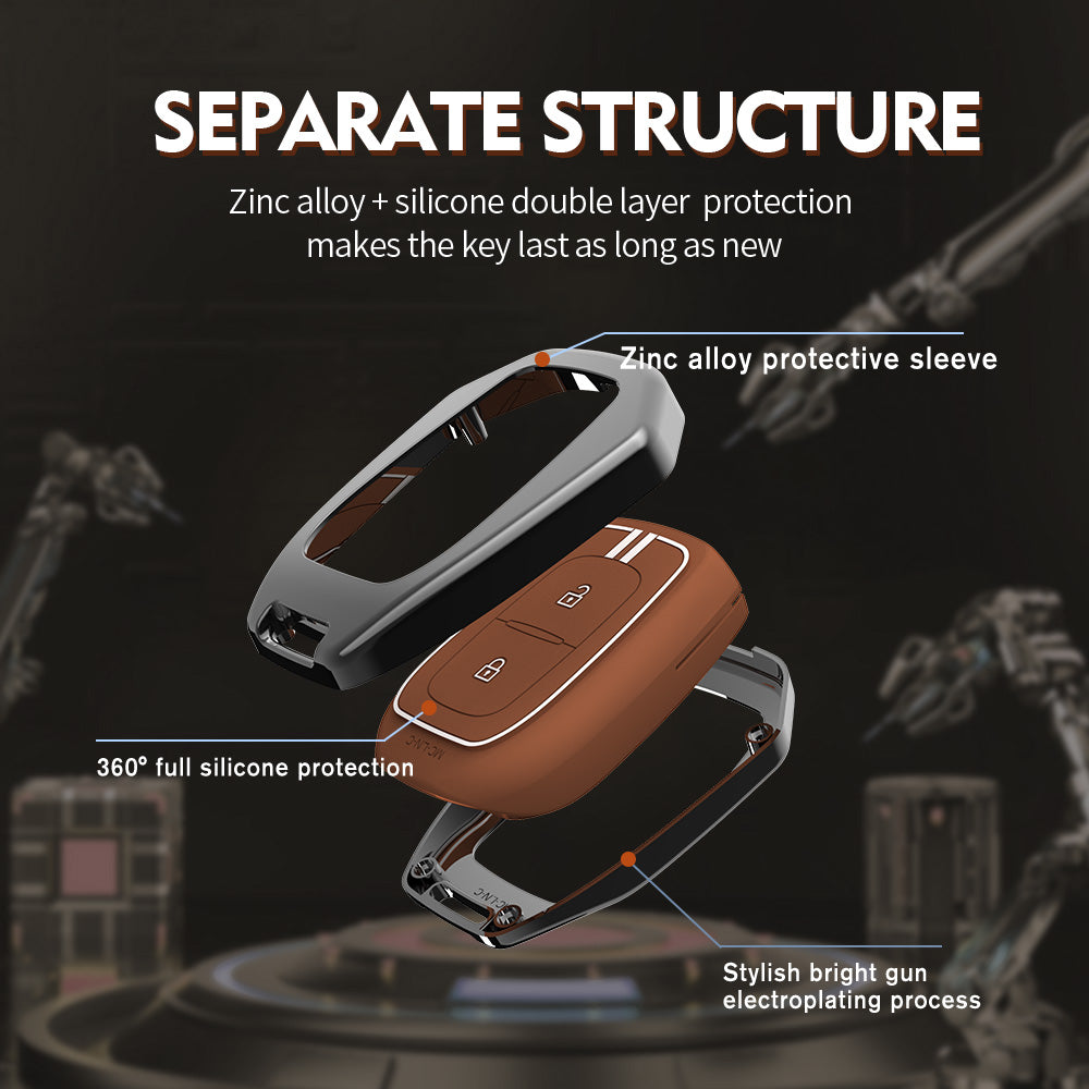 Zinc Alloy Metal Soft Silicon Key Case for Renault Triber | Kwid | Duster | Datsun redi-GO Flip type Key