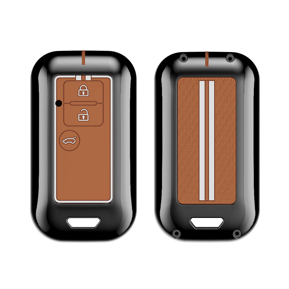 Zinc Alloy Metal Soft Silicon Key Case for  Maruti Suzuki Grand Vitara | Fronx | New Brezza | XL 6 | Ignis | Baleno | New Ertiga | Ignis | New Swift | New Dezire 3 Button Smart Key - TAN COLOR