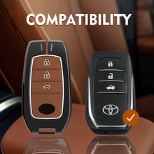 Load image into Gallery viewer, Zinc Alloy Metal Soft Silicon Key Case for Toyota Innova Hycross | Invicto | Fortuner | Innova Crysta Smart Key (3 Button Smart Key) - TAN COLOR