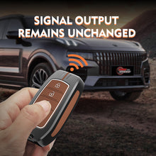 Load image into Gallery viewer, Zinc Alloy Metal Soft Silicon Key Case for Toyota Innova Hycross | Invicto | Fortuner | Innova Crysta Smart Key (3 Button Smart Key) - TAN COLOR