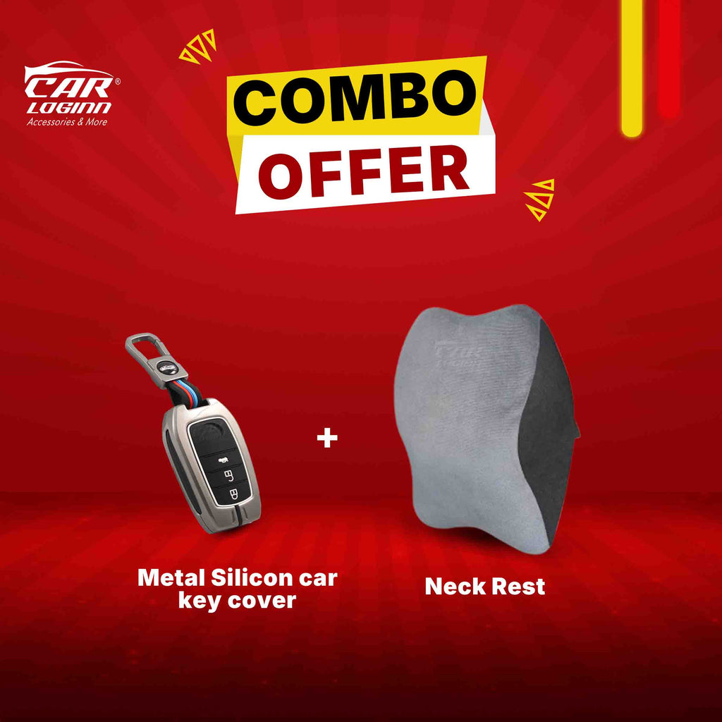 Metal Alloy Silicon Key case for Toyota Innova Hycross | Fortuner | Innova Crysta Smart Key (3 Button Smart Key)