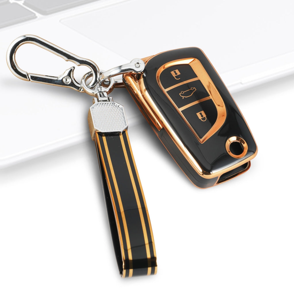 TPU Car Key Cover Fit for Toyota Innova Crysta | Corolla Altis Flip Key