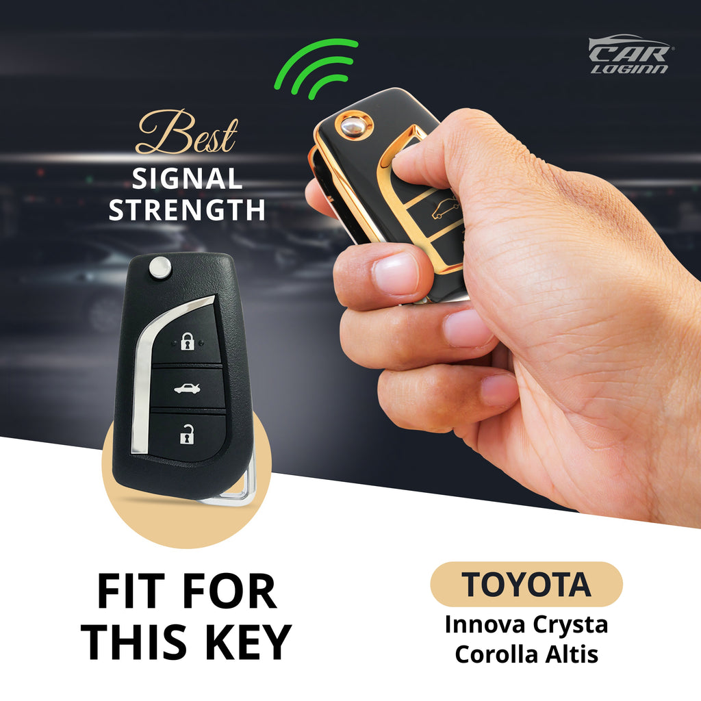 TPU Car Key Cover Fit for Toyota Innova Crysta | Corolla Altis Flip Key
