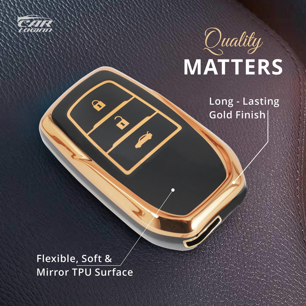 TPU Car Key Cover Fit for Toyota Fortuner | Legender | Innova Hycross | Innova Crysta Smart Key (3 Button)