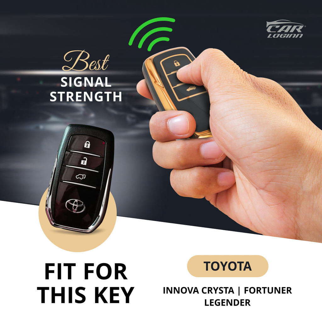 TPU Car Key Cover Fit for Toyota Fortuner | Legender | Innova Hycross | Innova Crysta Smart Key (3 Button)