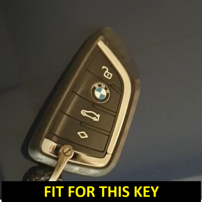 Metal Alloy Leather Key case for BMW GT-Series | X-Series | M-Series | 3-Series | 5-Series | 7-Series 4 Button Smart Key