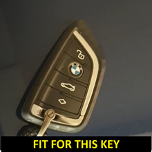 Load image into Gallery viewer, Metal Alloy Leather Key case for BMW GT-Series | X-Series | M-Series | 3-Series | 5-Series | 7-Series 4 Button Smart Key