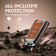 Load image into Gallery viewer, Zinc Alloy Metal Soft Silicon Key Case for Skoda Kushaq | Skoda Kodiaq | Skoda Slavia | Octavia | Volkswagen Tiguan | Volkswagen Virtus | New Polo | New Vento 3 Button Flip Key