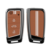 Load image into Gallery viewer, Zinc Alloy Metal Soft Silicon Key Case for Skoda Kushaq | Skoda Kodiaq | Skoda Slavia | Octavia | Volkswagen Tiguan | Volkswagen Virtus | New Polo | New Vento 3 Button Flip Key