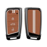 Zinc Alloy Metal Soft Silicon Key Case for Skoda Kushaq | Skoda Kodiaq | Skoda Slavia | Octavia | Volkswagen Tiguan | Volkswagen Virtus | New Polo | New Vento 3 Button Flip Key