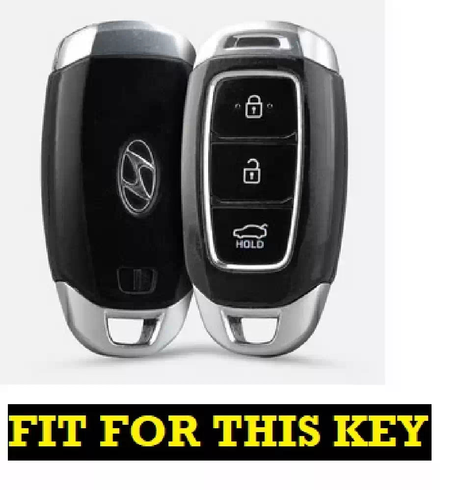 Metal Leather Key Case for Hyundai Old Verna | Verna-2020 | New Verna | Kona Electric Smart Key (3 BUTTON) (TAN)