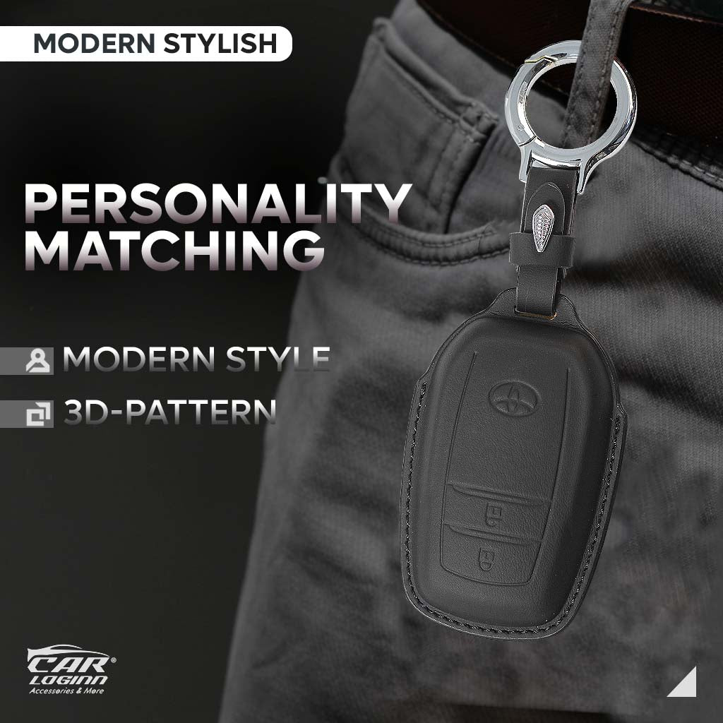 Carloginn PU-3D Leather Key Case for Toyota 2 Button Smart Key