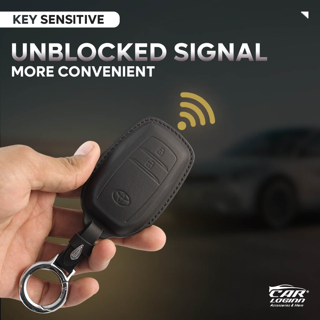 Carloginn PU-3D Leather Key Case for Toyota 2 Button Smart Key