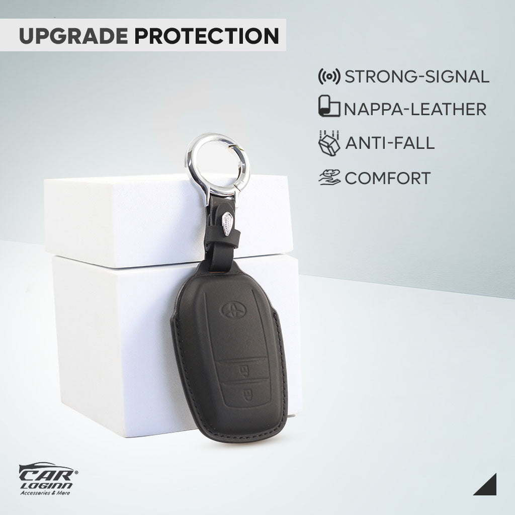 Carloginn PU-3D Leather Key Case for Toyota 2 Button Smart Key