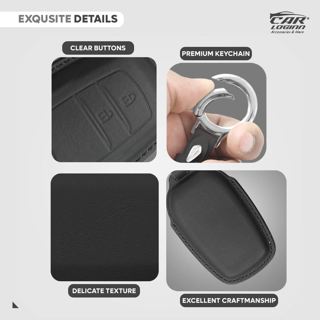 Carloginn PU-3D Leather Key Case for Toyota 2 Button Smart Key
