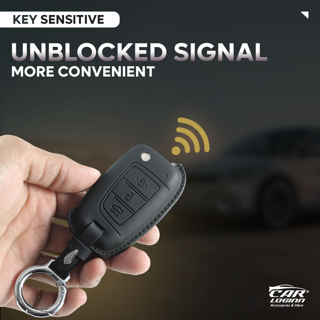 Carloginn PU-3D Leather Key Case for Hyundai New i20 2023 | Verna 2020/21 | Old Verna Flip Key