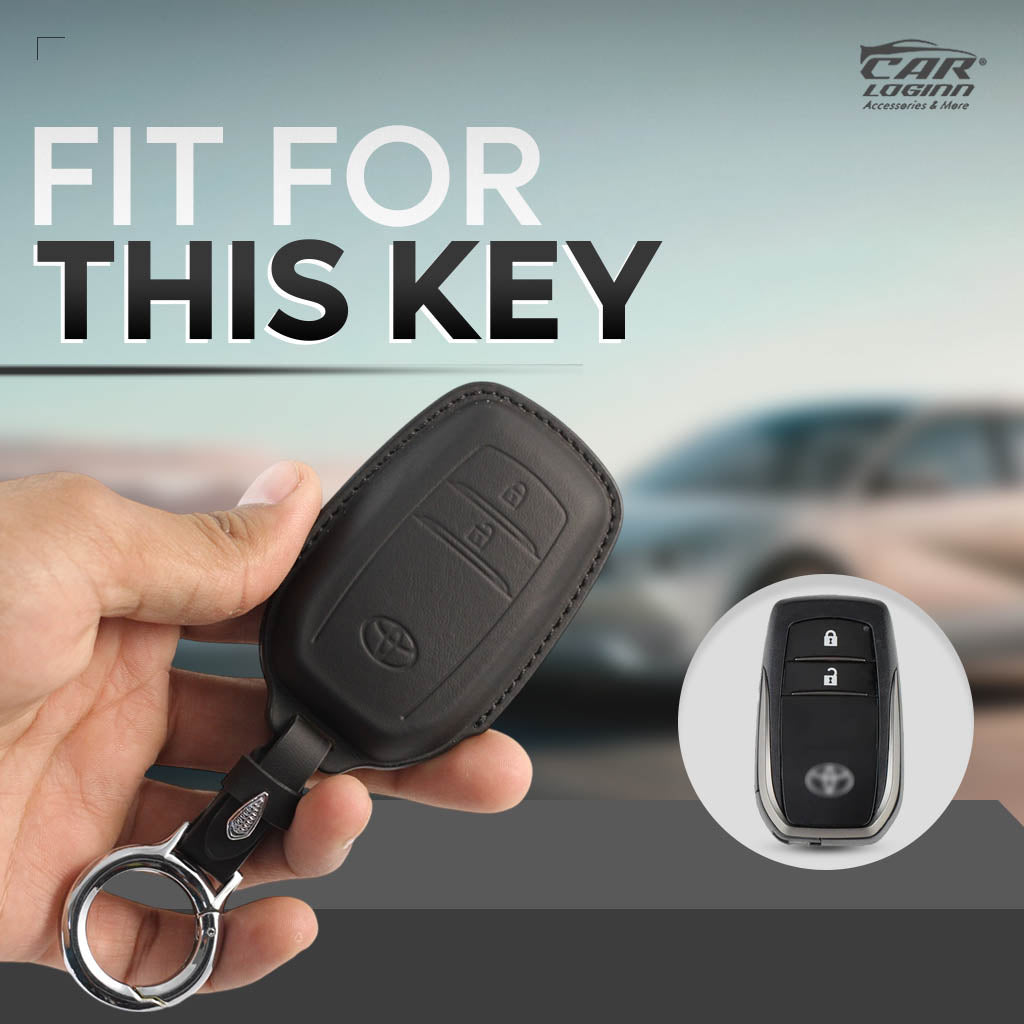 Carloginn PU-3D Leather Key Case for Toyota 2 Button Smart Key