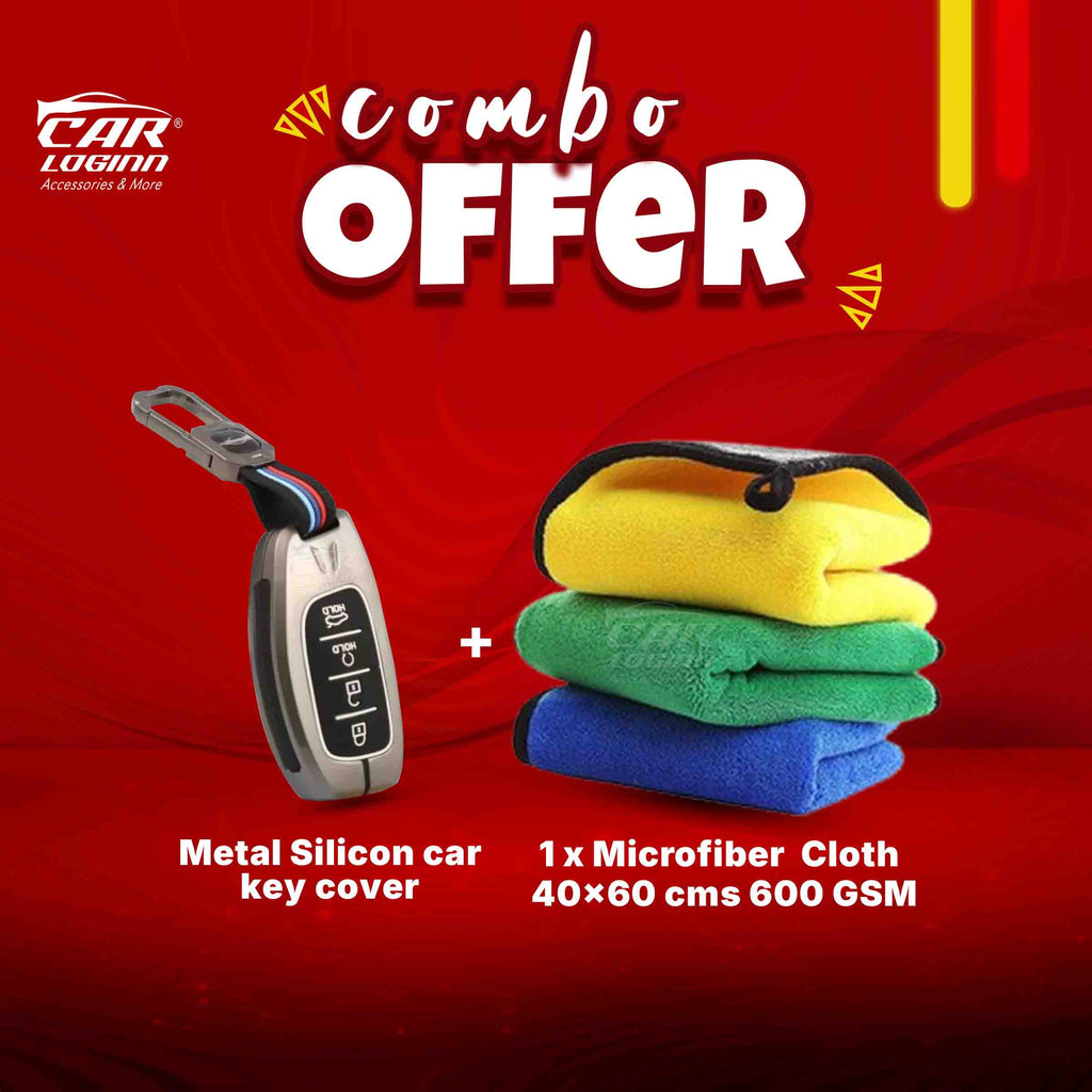 Metal Car Key Cover for New Hyundai Alcazar | Creta Facelift 2024 | New Creta SX ( 4 Button Smart Key )