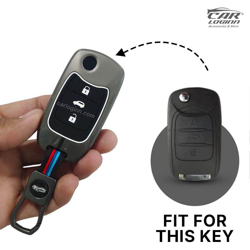 Metal Silicon Car Key Case Fit for MG Hector 3 button flip key