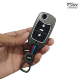 Metal Silicon Car Key Case Fit for MG Hector 3 button flip key