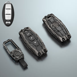 Premium Metal Black Transformer Series Soft Silicon Key Cover for Nissan X-Trail | Sunny | Terrano | Magnite Smart Key