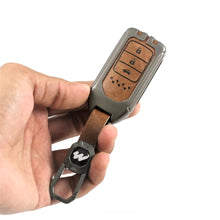 Load image into Gallery viewer, Metal Leather Key case for Honda Elevate | Amaze | Jazz | Honda City | BR-V| CR-V | WR-V | Civic - (3 Button)