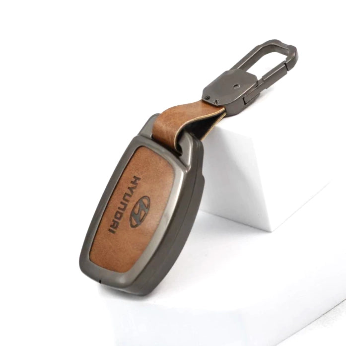 Metal Leather Key case for Hyundai i20 (2021) | Creta SX | Venue SX - (4 Button)