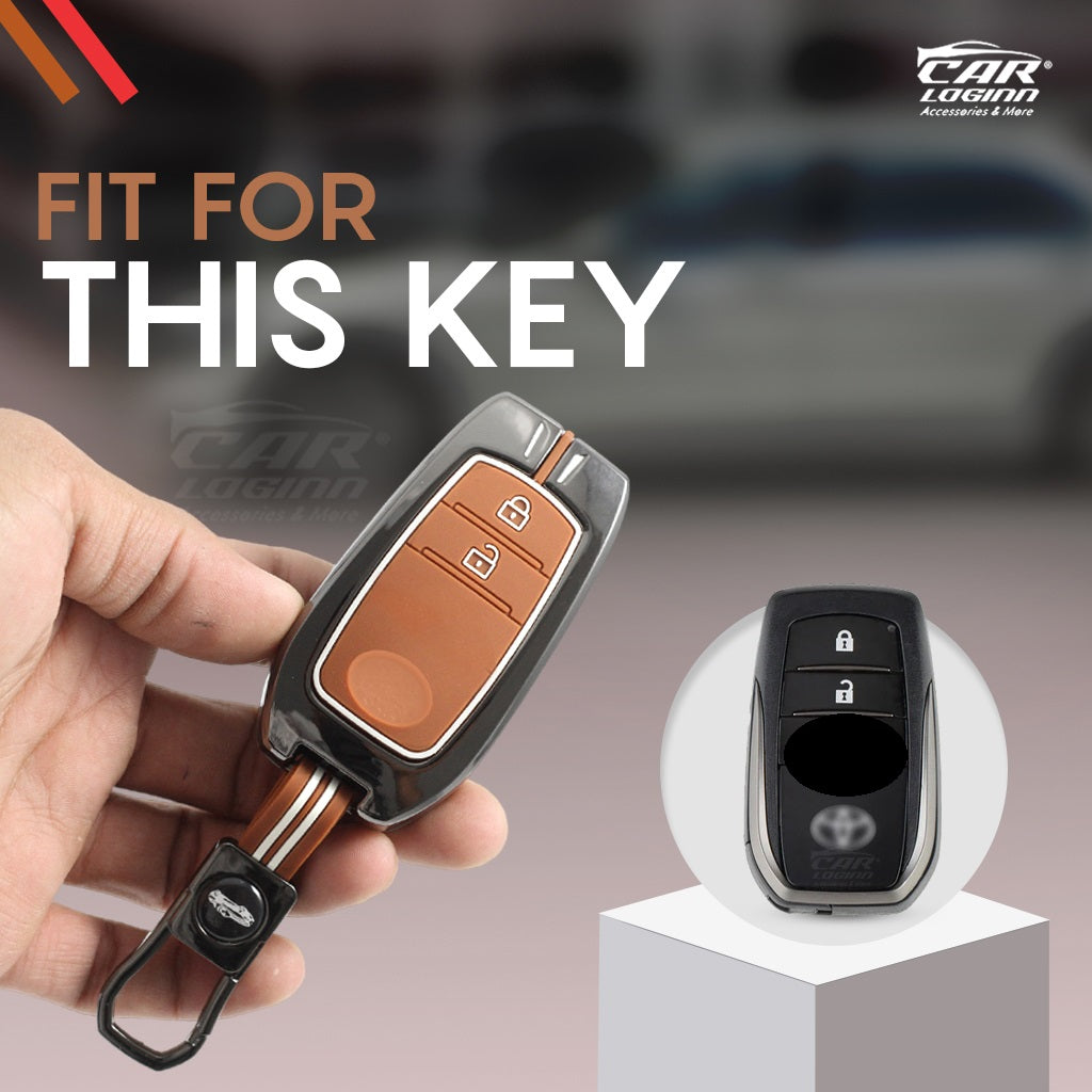 Zinc Alloy Metal Soft Silicon Key Case for Toyota Innova Hycross | Invicto | Fortuner | Innova Crysta Smart Key (3 Button Smart Key) - TAN COLOR (Copy)