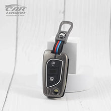 Load image into Gallery viewer, Metal Silicon Car Key Case Fit for Toyota Innova Crysta | Corolla Altis Flip Key (2 Button)