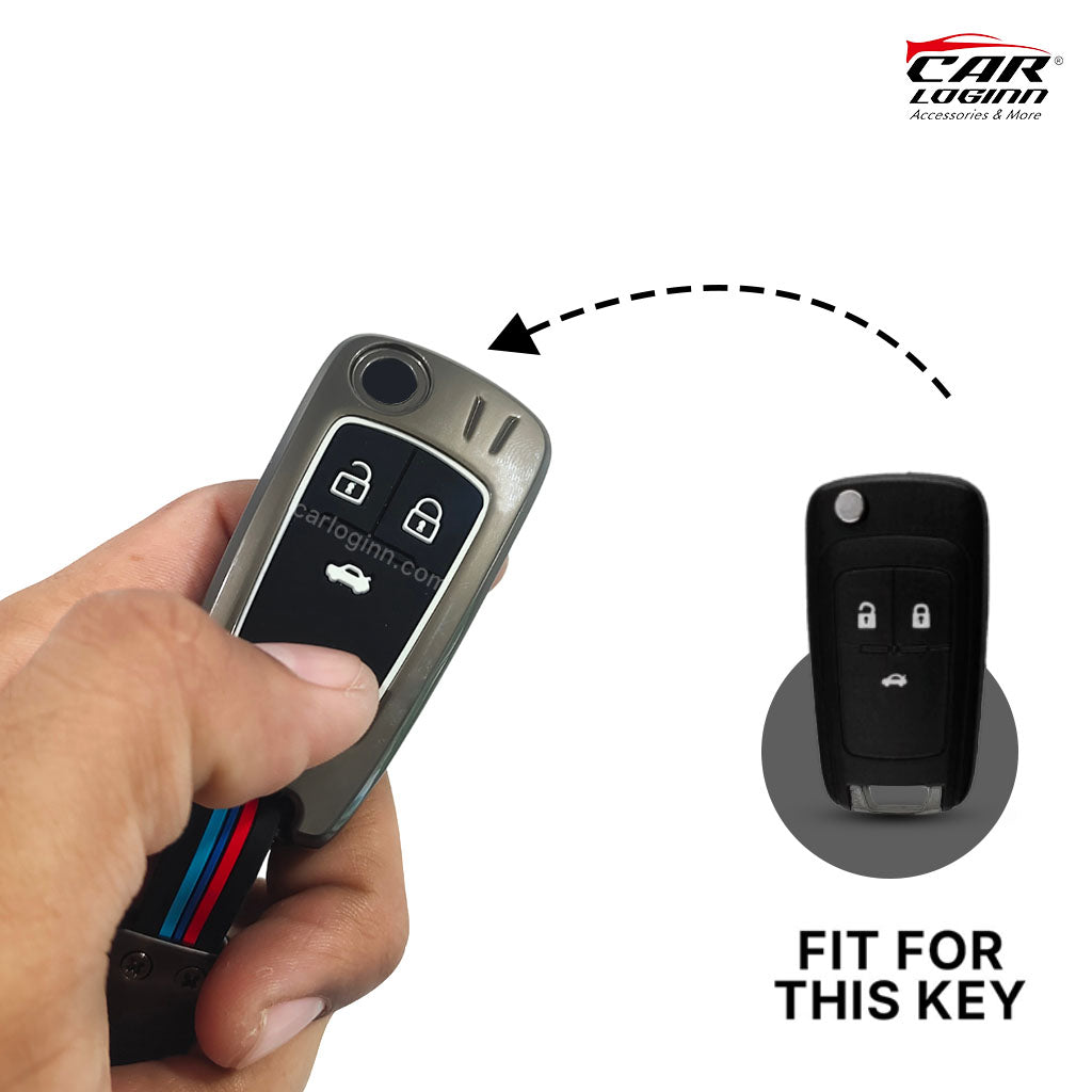 Metal Silicon Car Key Case Fit for Chevrolet Cruze | Chevrolet Beat | Avio | Spark Flip Key