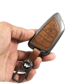 Metal Leather Key case for BMW GT-Series | X-Series | M-Series | 3-Series | 5-Series | 7-Series (4 Button)
