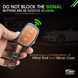 Metal Zinc Soft Silicon Key Case for Hyundai Xcent | Exter | Creta | Venue | i20 | Aura | i10 Grand | Nios (3 Button Smart Key)
