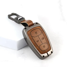 Load image into Gallery viewer, Metal Leather Key case for Tata Altroz | Punch | Tiago | Bolt | Harrier | Tigor | Gravitas | Nexon | New Safari (4 Button)