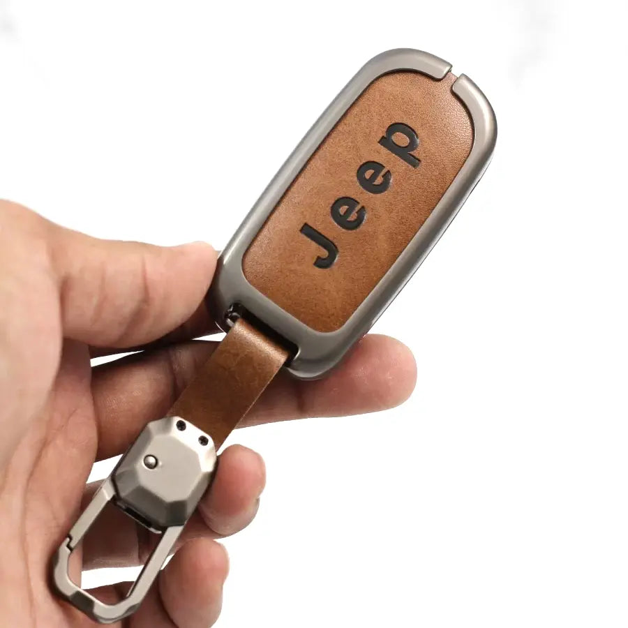 Metal Leather Key case for JEEP COMPASS - 5 Button Smart Key