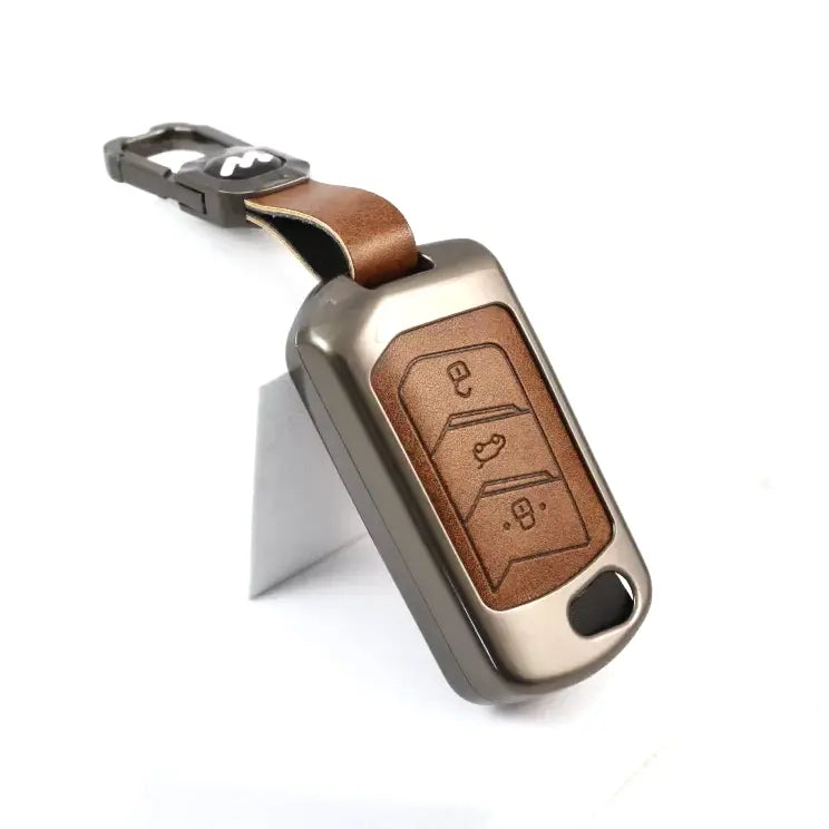 Metal Leather Key case for Mahindra Thar | ScorpioN | XUV 700 | XUV 300 | 3XO | Scorpio | New Bolero - 3 Button